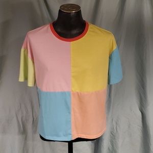 Colorblock cropped tee